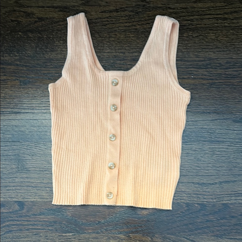 Divided Cream Ribbed Sleeveless Tank Top